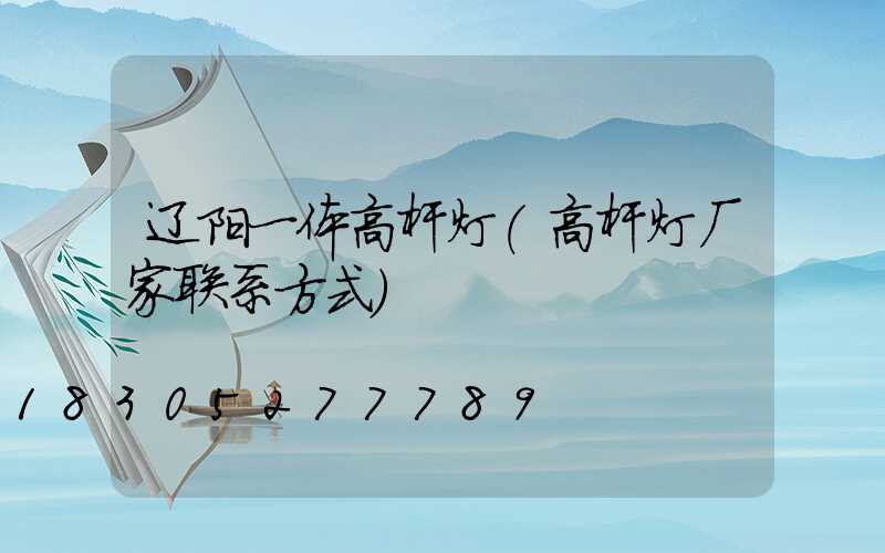 辽阳一体高杆灯(高杆灯厂家联系方式)