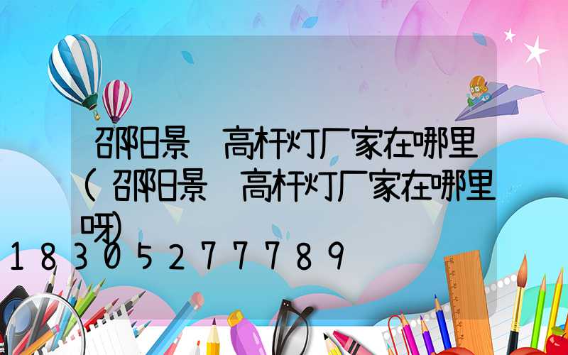 邵阳景观高杆灯厂家在哪里(邵阳景观高杆灯厂家在哪里呀)