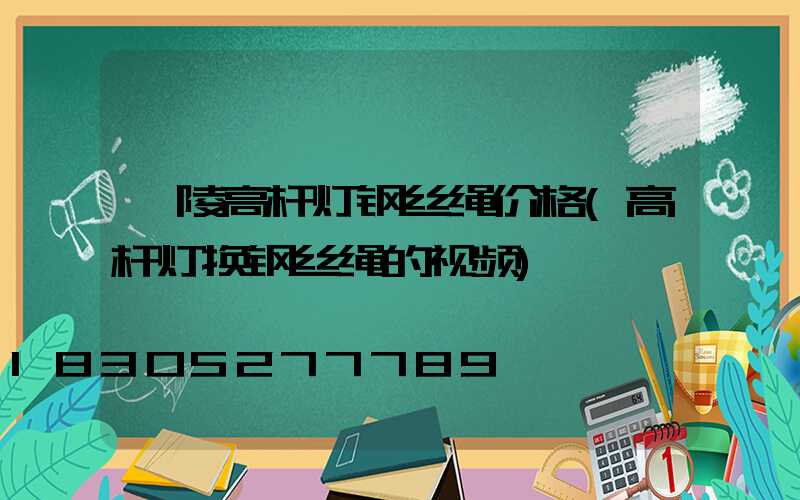 醴陵高杆灯钢丝绳价格(高杆灯换钢丝绳的视频)