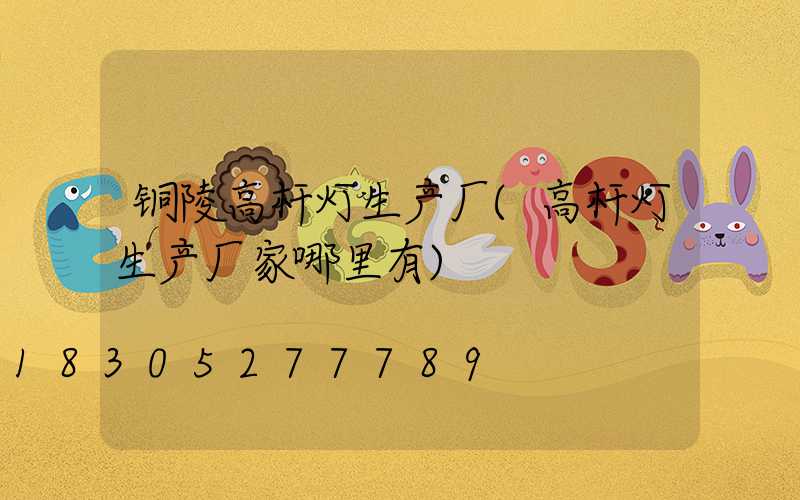 铜陵高杆灯生产厂(高杆灯生产厂家哪里有)