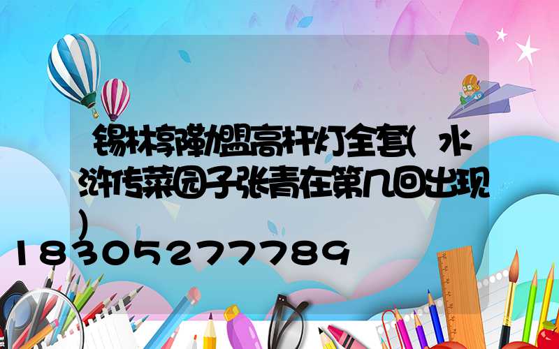 锡林郭勒盟高杆灯全套(水浒传菜园子张青在第几回出现)