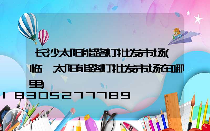 长沙太阳能路灯批发市场(临沂太阳能路灯批发市场在哪里)