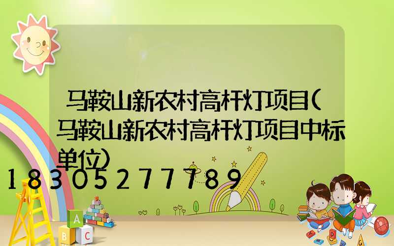 马鞍山新农村高杆灯项目(马鞍山新农村高杆灯项目中标单位)