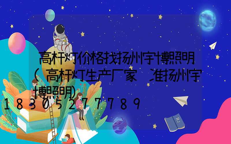高杆灯价格找扬州宇博照明(高杆灯生产厂家认准扬州宇博照明)