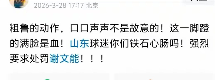 山东泰山谢文能染红引争议 足协或重罚影响联赛