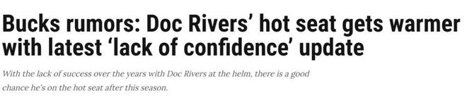 雄鹿主帅里弗斯下课危机升级 字母哥未来悬而未